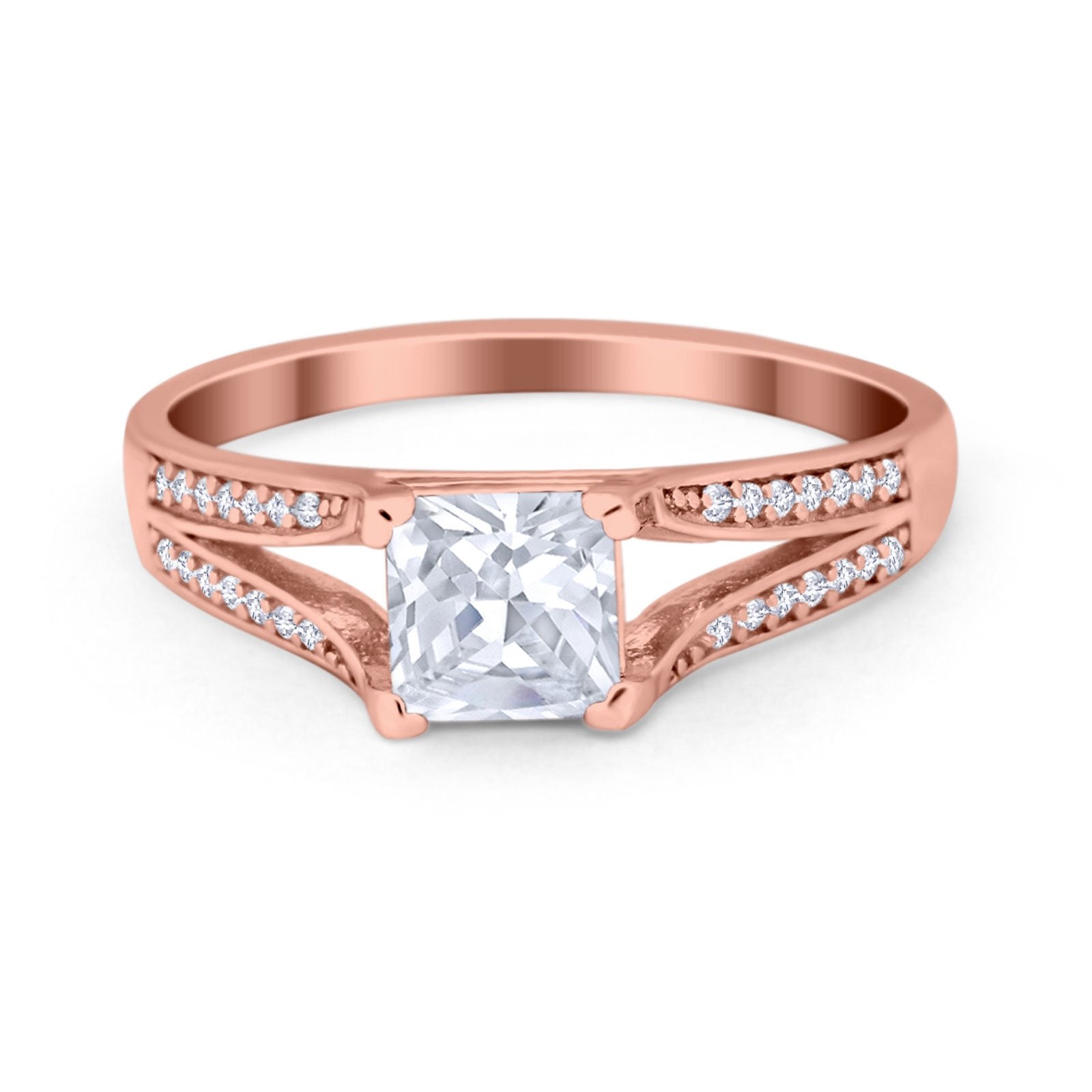 Princess Cut Wedding Ring Simulated Cubic Zirconia 925 Sterling Silver