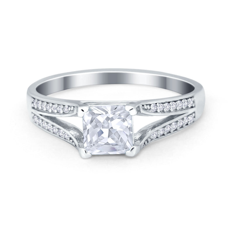 Princess Cut Wedding Ring Simulated Cubic Zirconia 925 Sterling Silver
