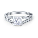 Princess Cut Wedding Ring Simulated Cubic Zirconia 925 Sterling Silver