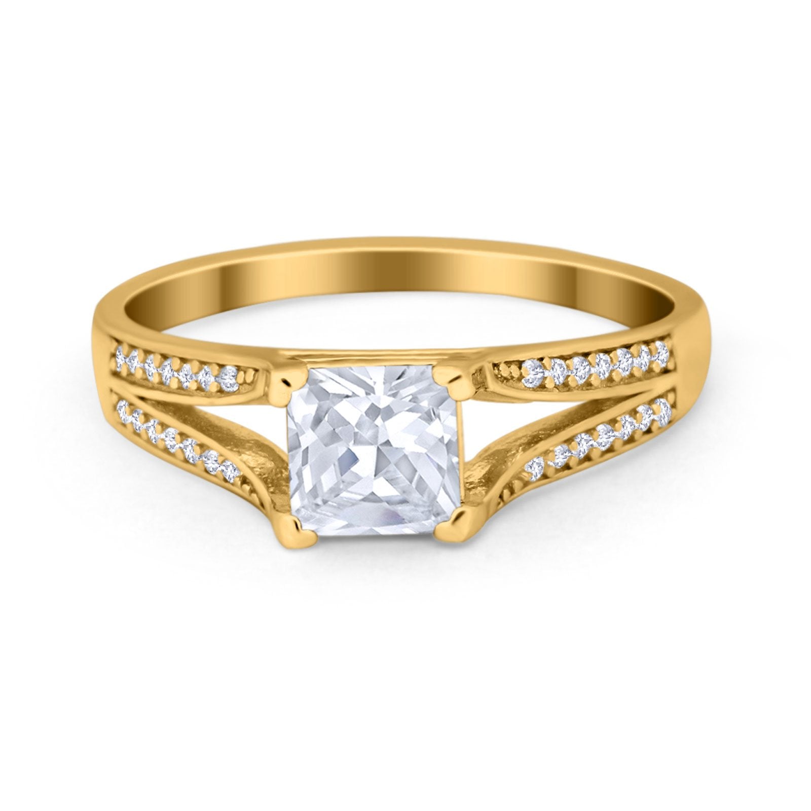 Princess Cut Wedding Ring Simulated Cubic Zirconia 925 Sterling Silver