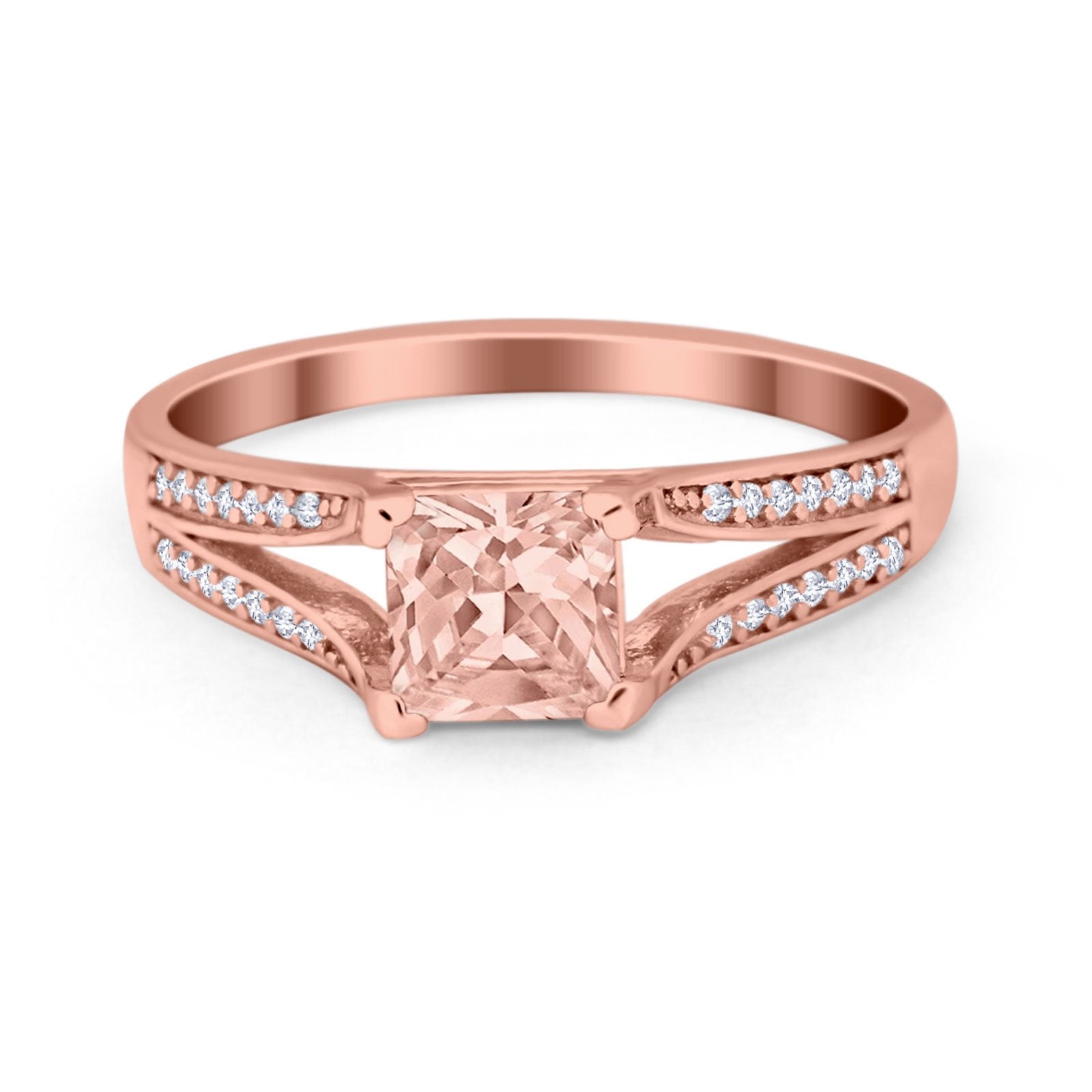 Princess Cut Wedding Ring Simulated Cubic Zirconia 925 Sterling Silver