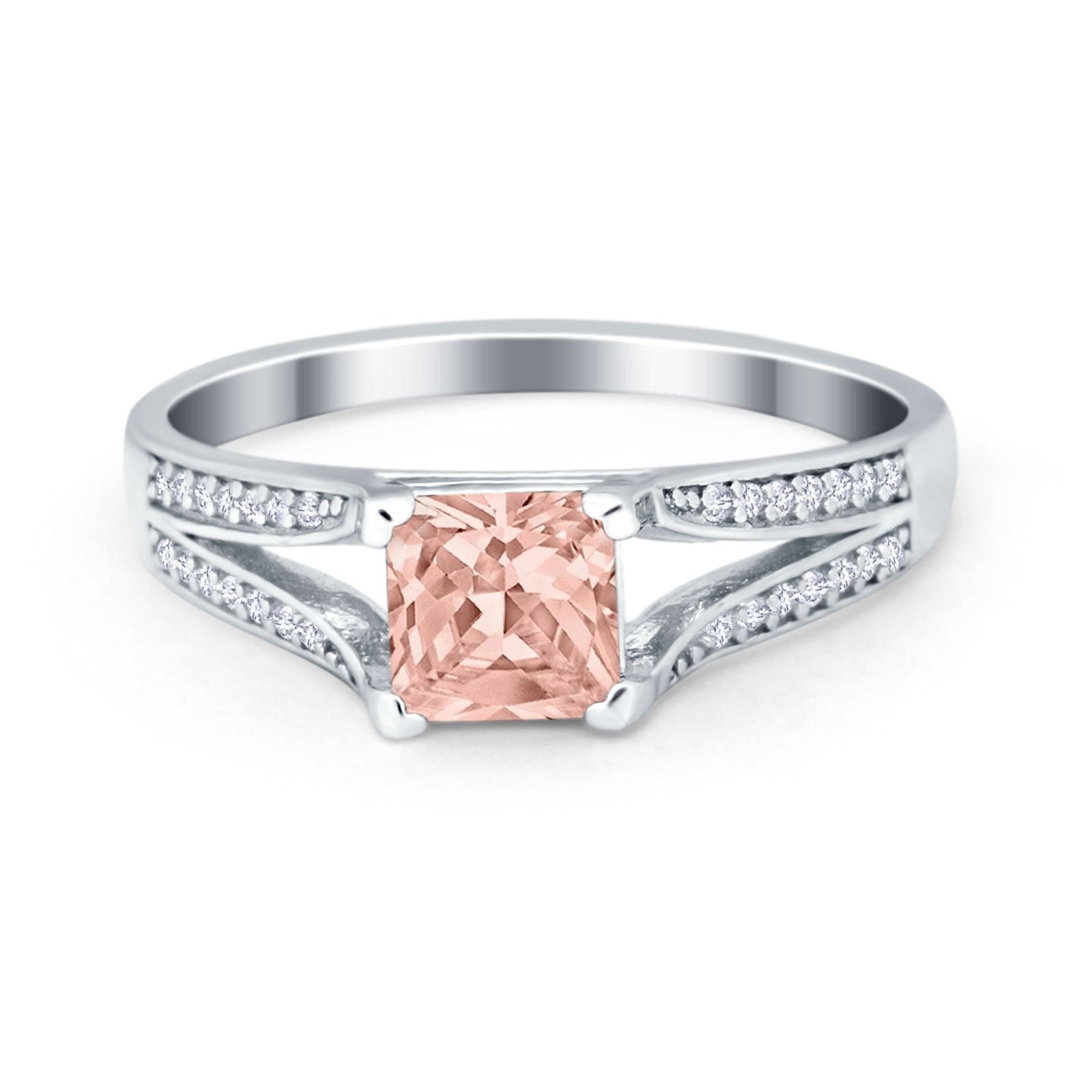 Princess Cut Wedding Ring Simulated Cubic Zirconia 925 Sterling Silver