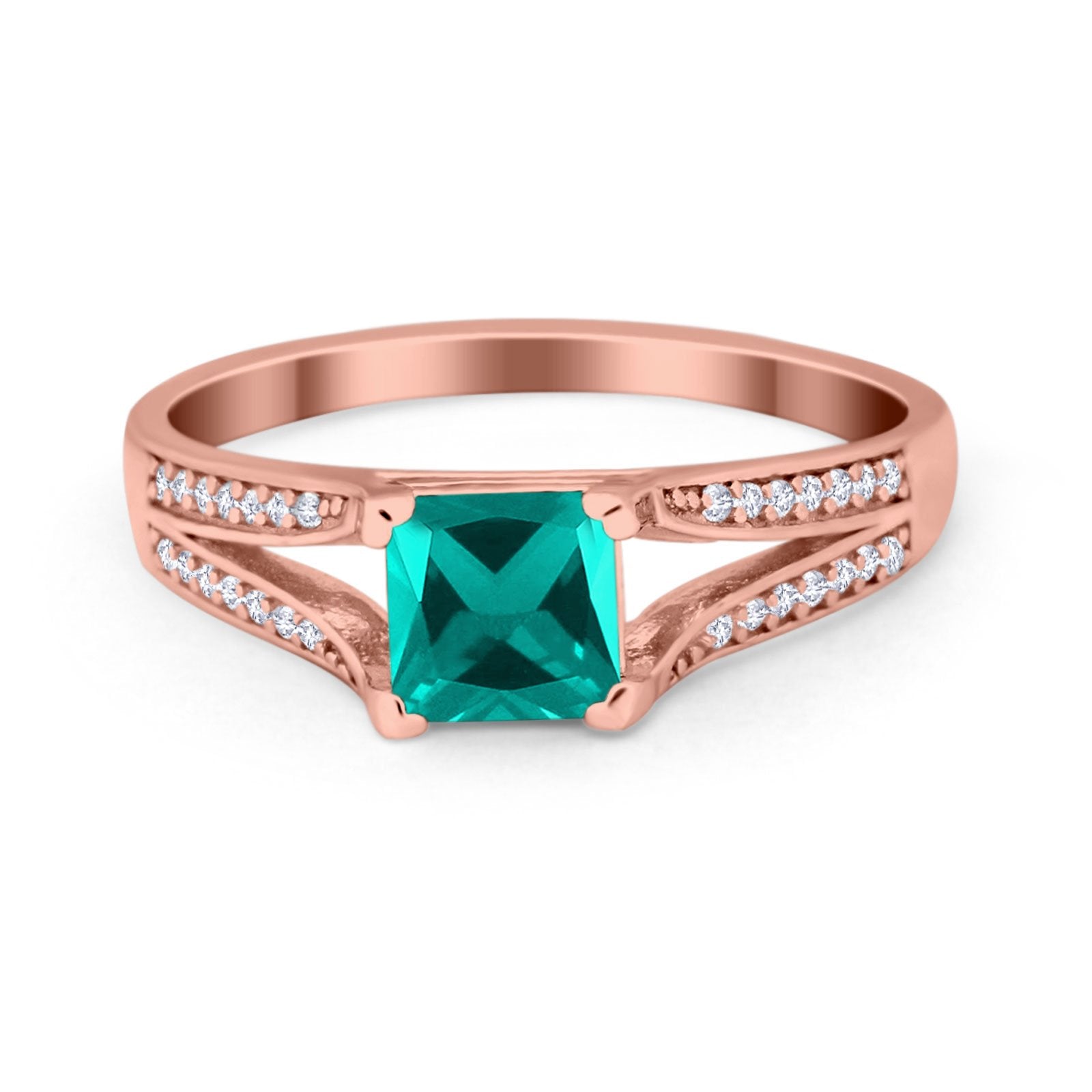 Princess Cut Wedding Ring Simulated Cubic Zirconia 925 Sterling Silver