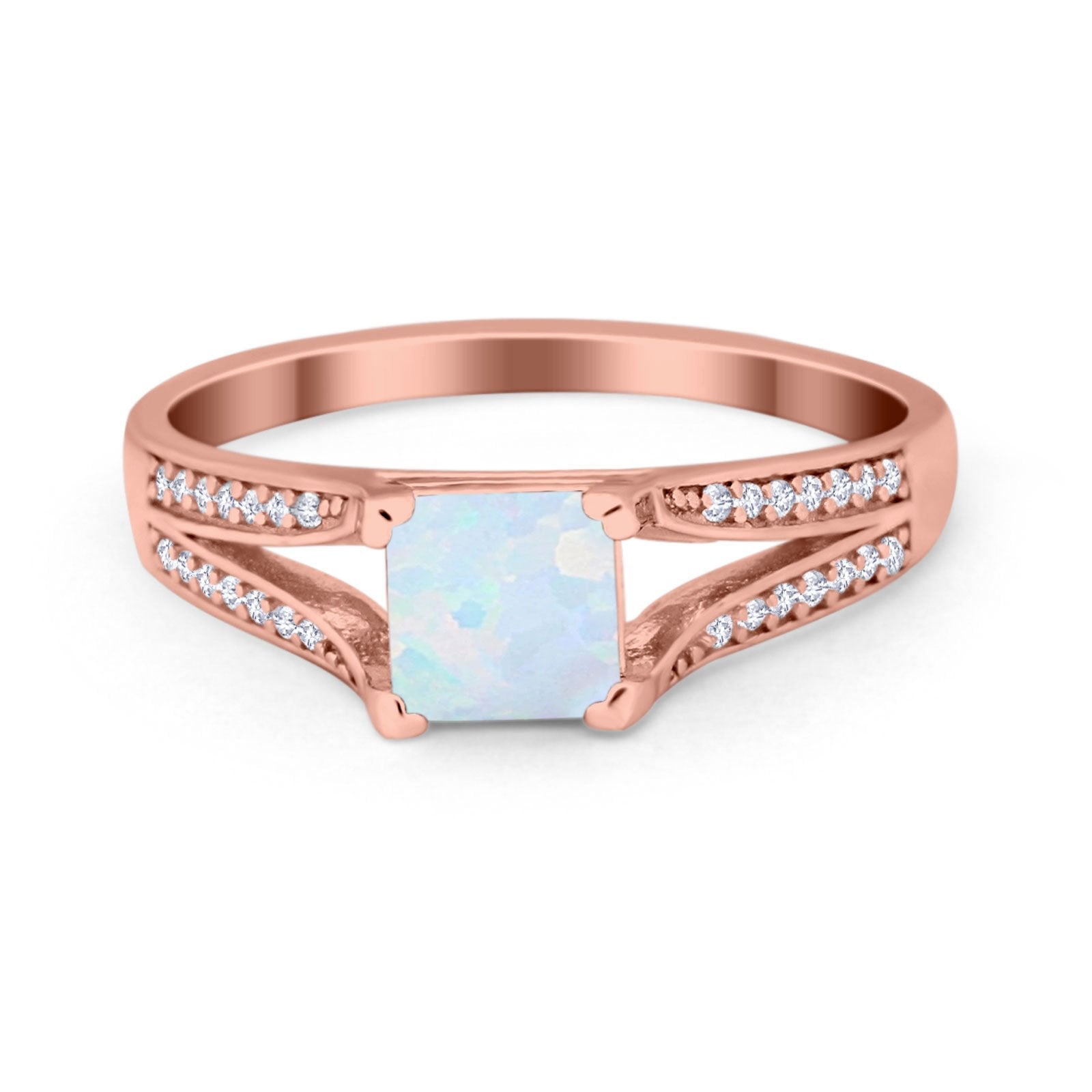 Princess Cut Wedding Ring Simulated Cubic Zirconia 925 Sterling Silver