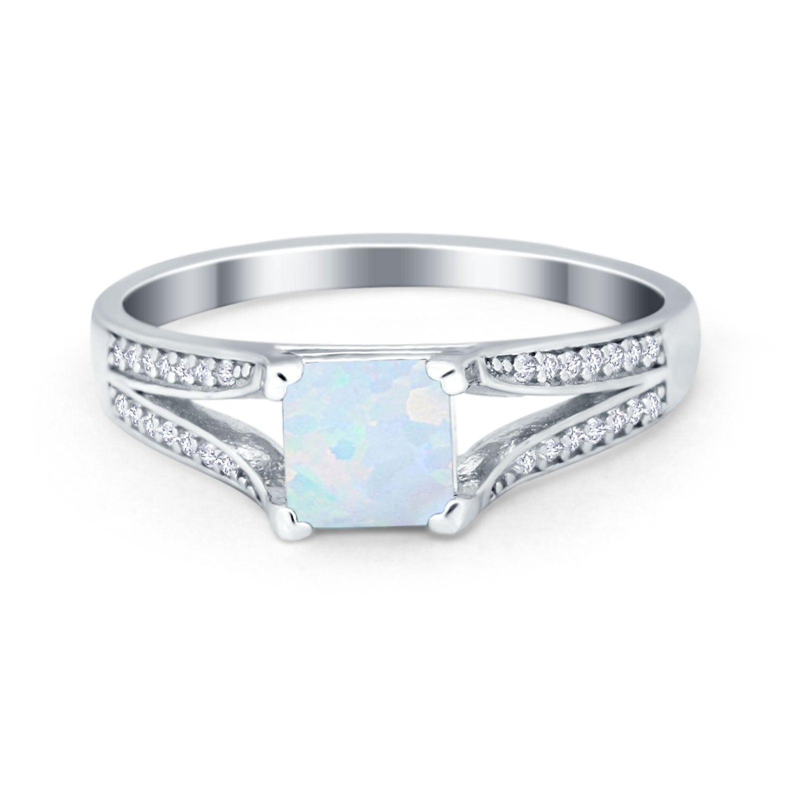 Princess Cut Wedding Ring Simulated Cubic Zirconia 925 Sterling Silver