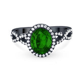 Art Deco Twisted Shank Wedding Ring Oval Round Cubic Zirconia 925 Sterling Silver