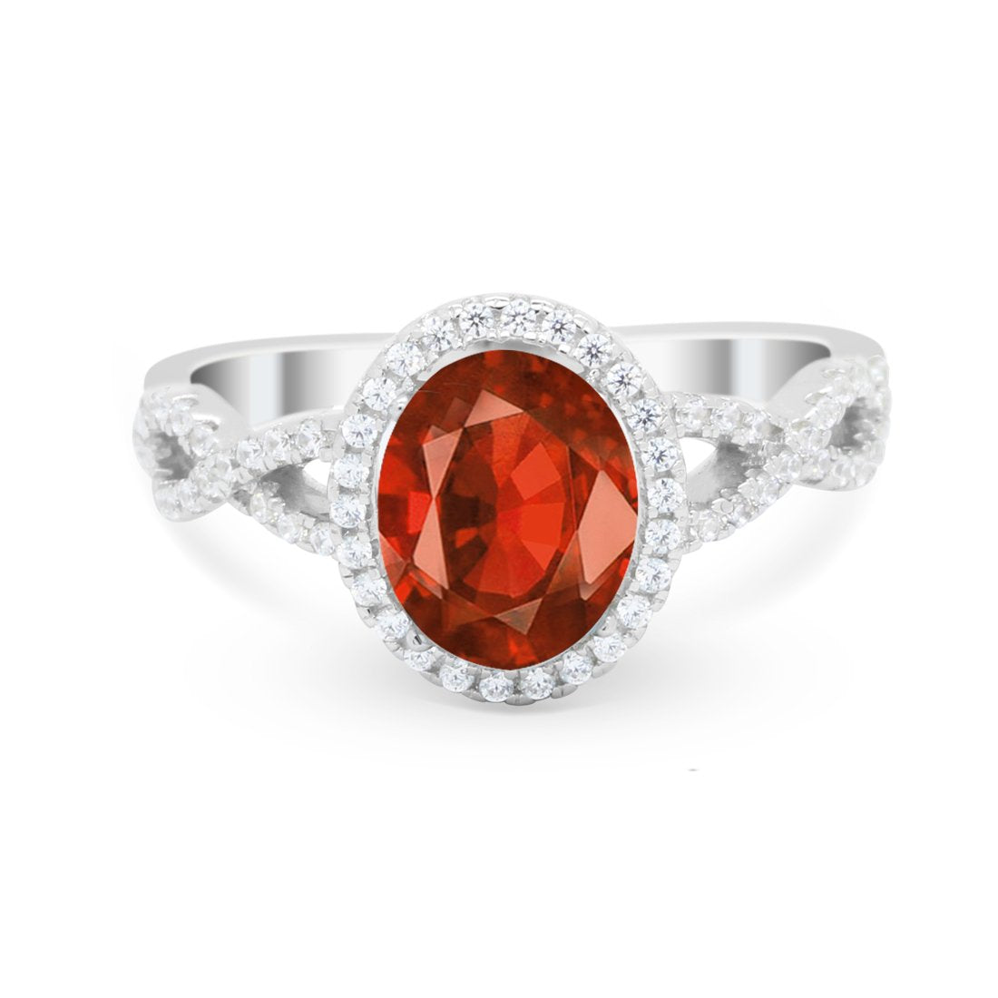 Art Deco Twisted Shank Wedding Ring Oval Round Cubic Zirconia 925 Sterling Silver