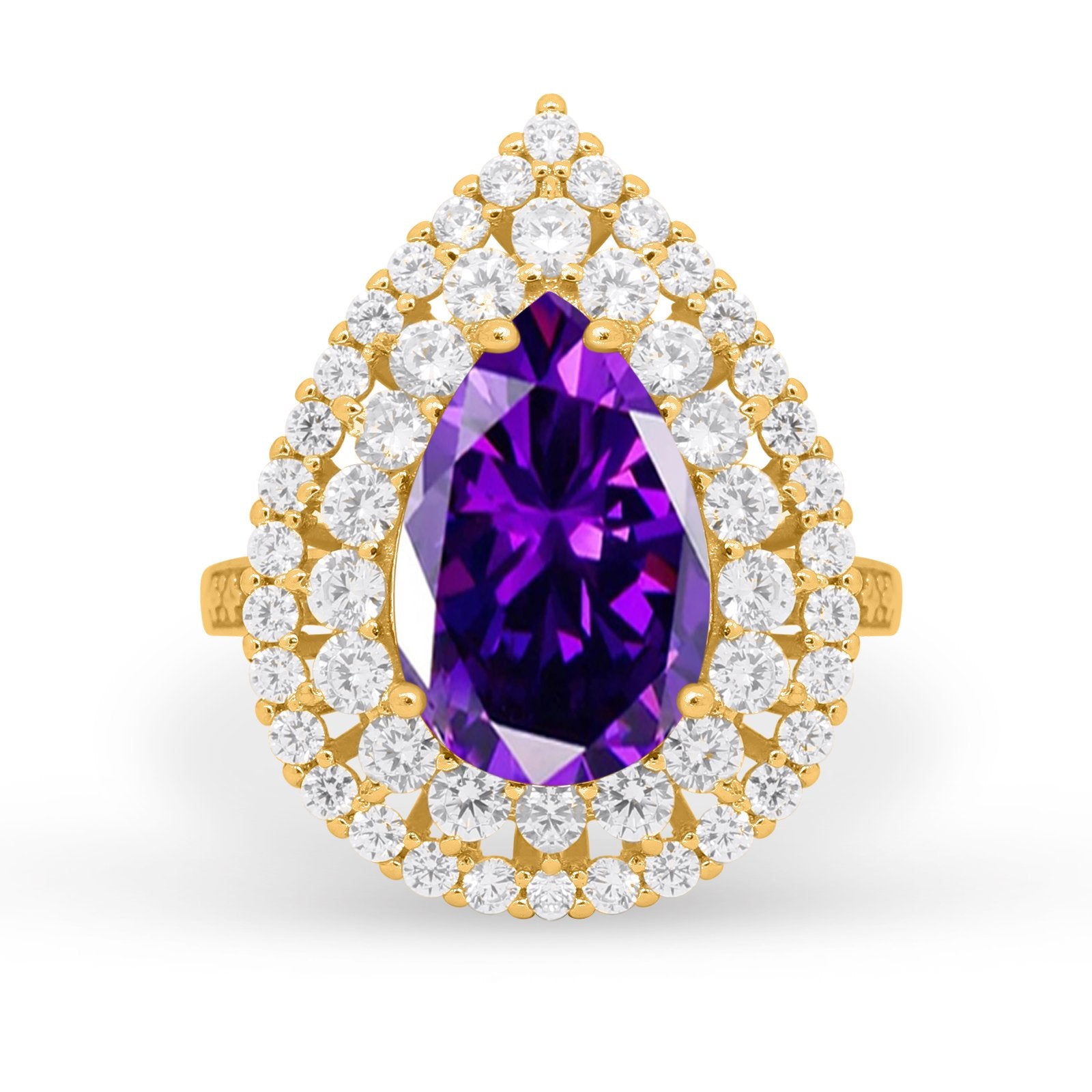 Teardrop Cocktail Ring Pear Round Cubic Zirconia 925 Sterling Silver