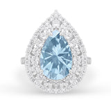Teardrop Cocktail Ring Pear Round Cubic Zirconia 925 Sterling Silver