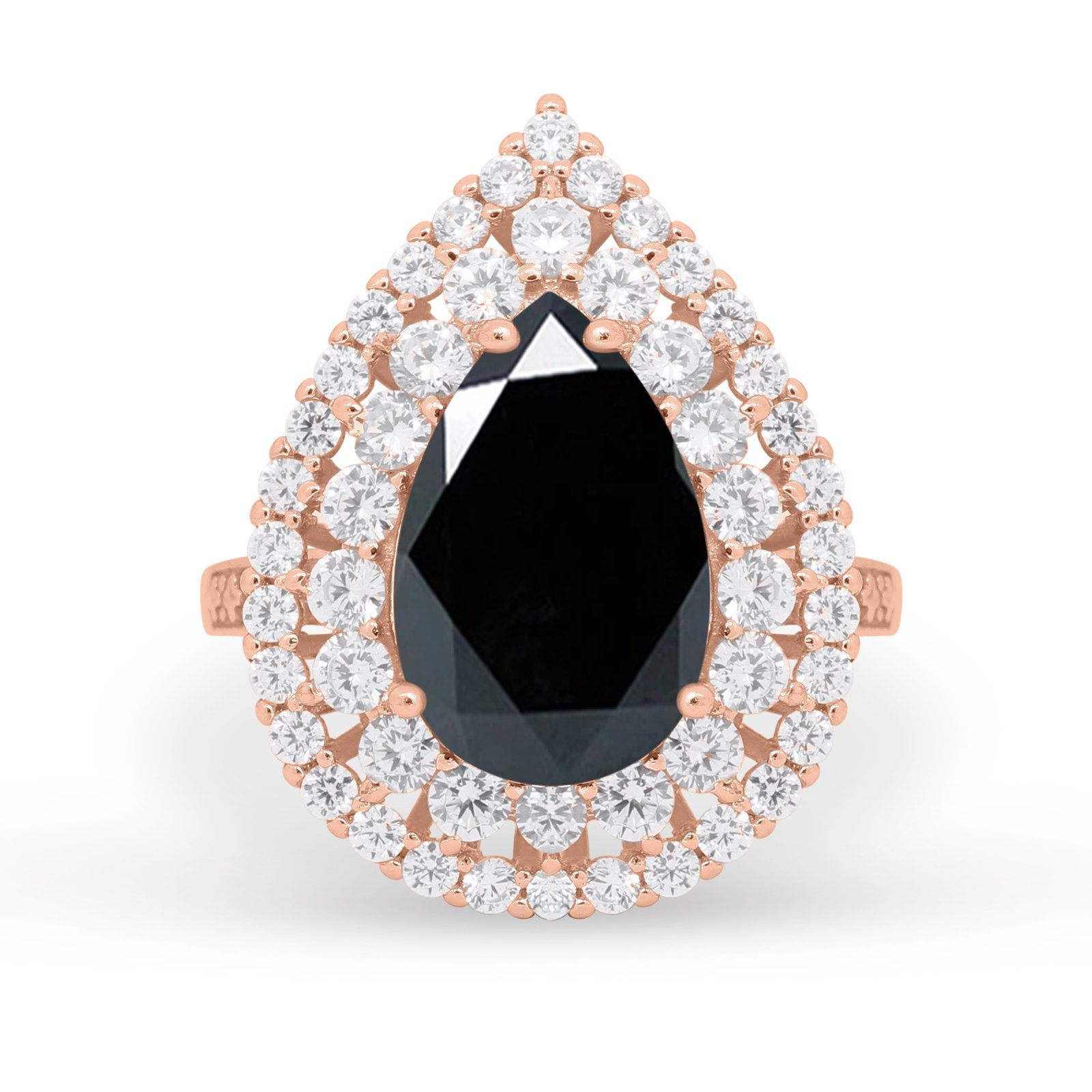 Teardrop Cocktail Ring Pear Round Cubic Zirconia 925 Sterling Silver