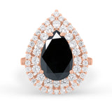 Teardrop Cocktail Ring Pear Round Cubic Zirconia 925 Sterling Silver