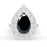 Teardrop Cocktail Ring Pear Round Cubic Zirconia 925 Sterling Silver