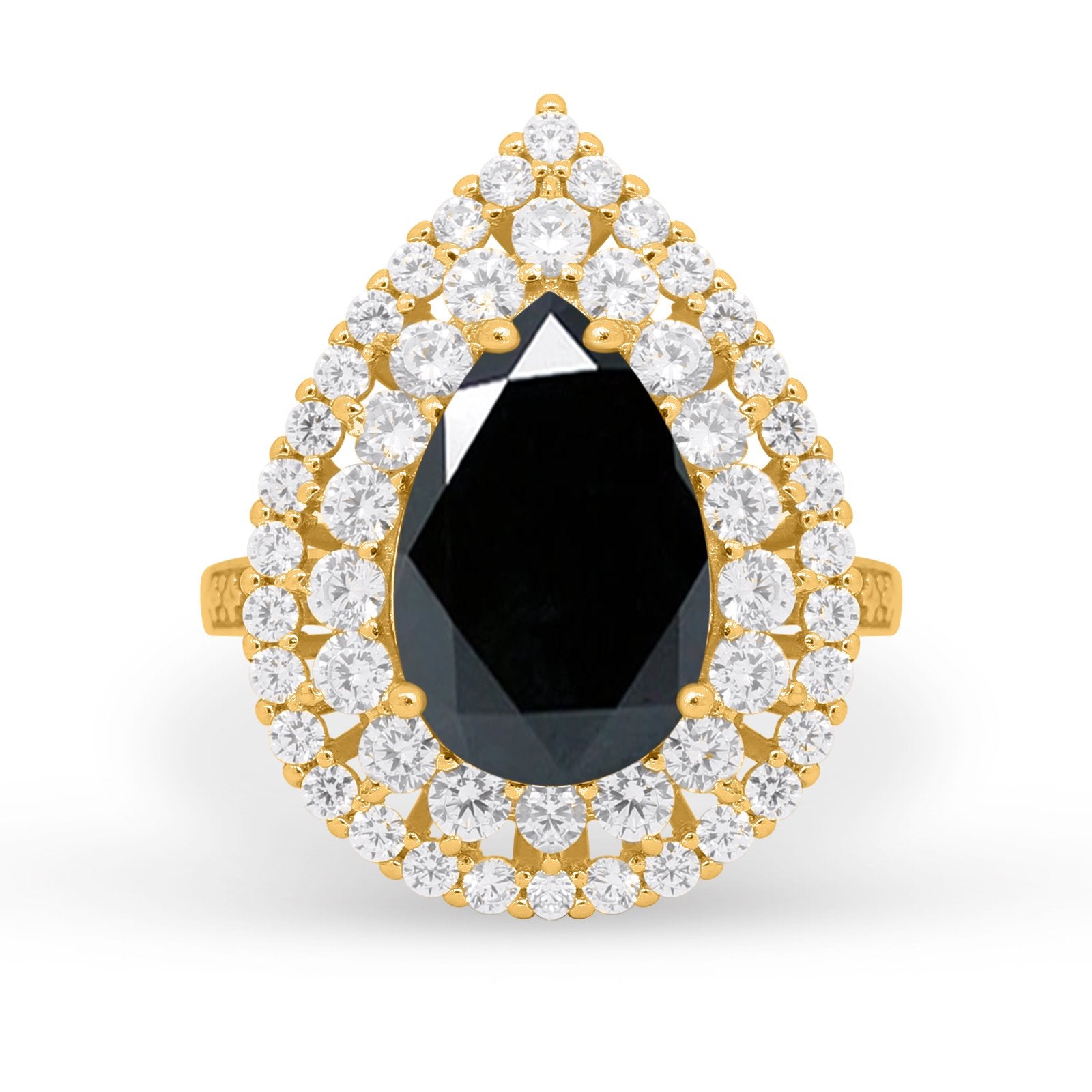 Teardrop Cocktail Ring Pear Round Cubic Zirconia 925 Sterling Silver