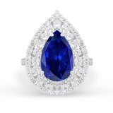 Teardrop Cocktail Ring Pear Round Cubic Zirconia 925 Sterling Silver
