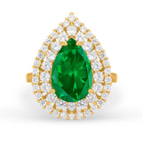 Teardrop Cocktail Ring Pear Round Cubic Zirconia 925 Sterling Silver