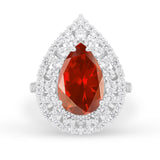 Teardrop Cocktail Ring Pear Round Cubic Zirconia 925 Sterling Silver