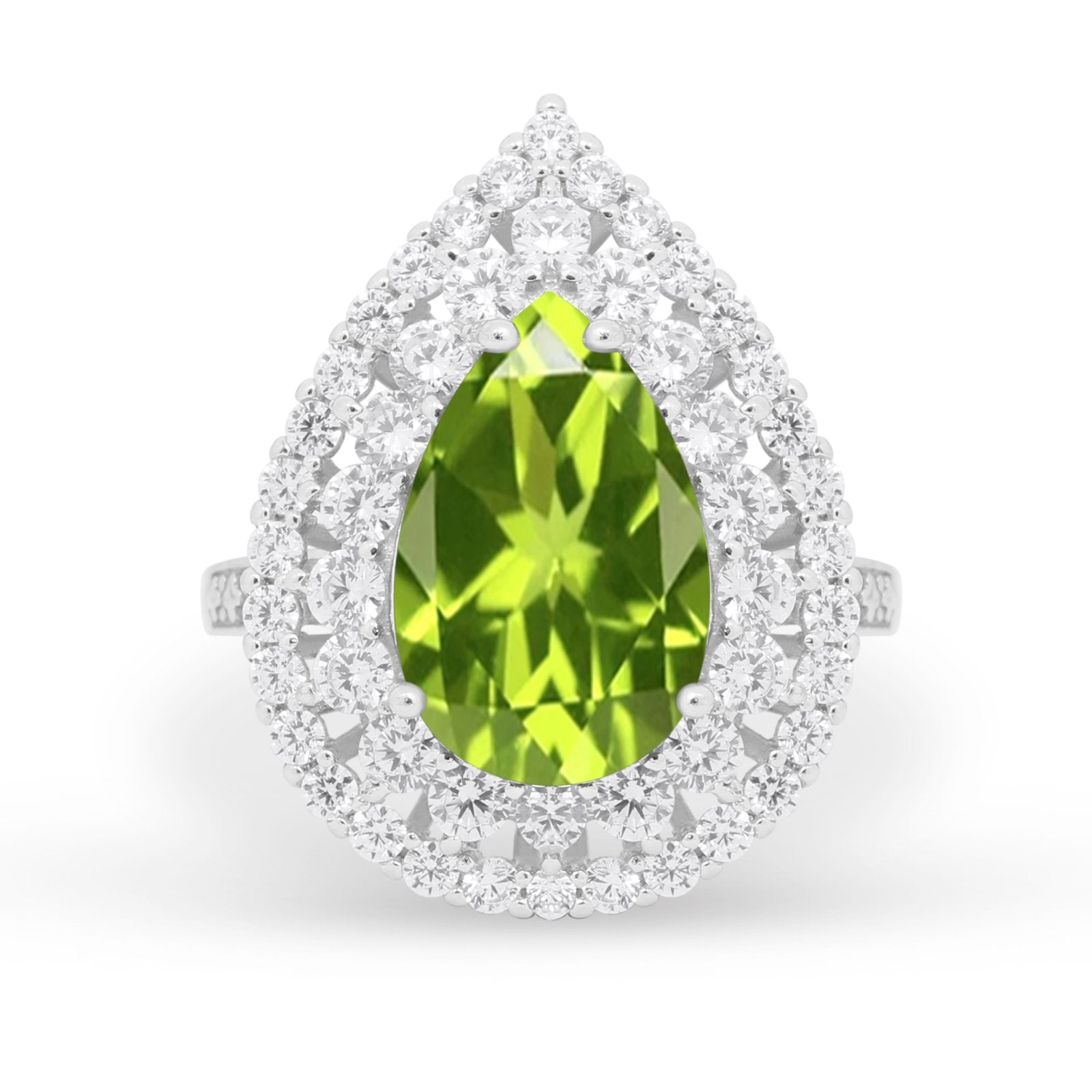 Teardrop Cocktail Ring Pear Round Cubic Zirconia 925 Sterling Silver