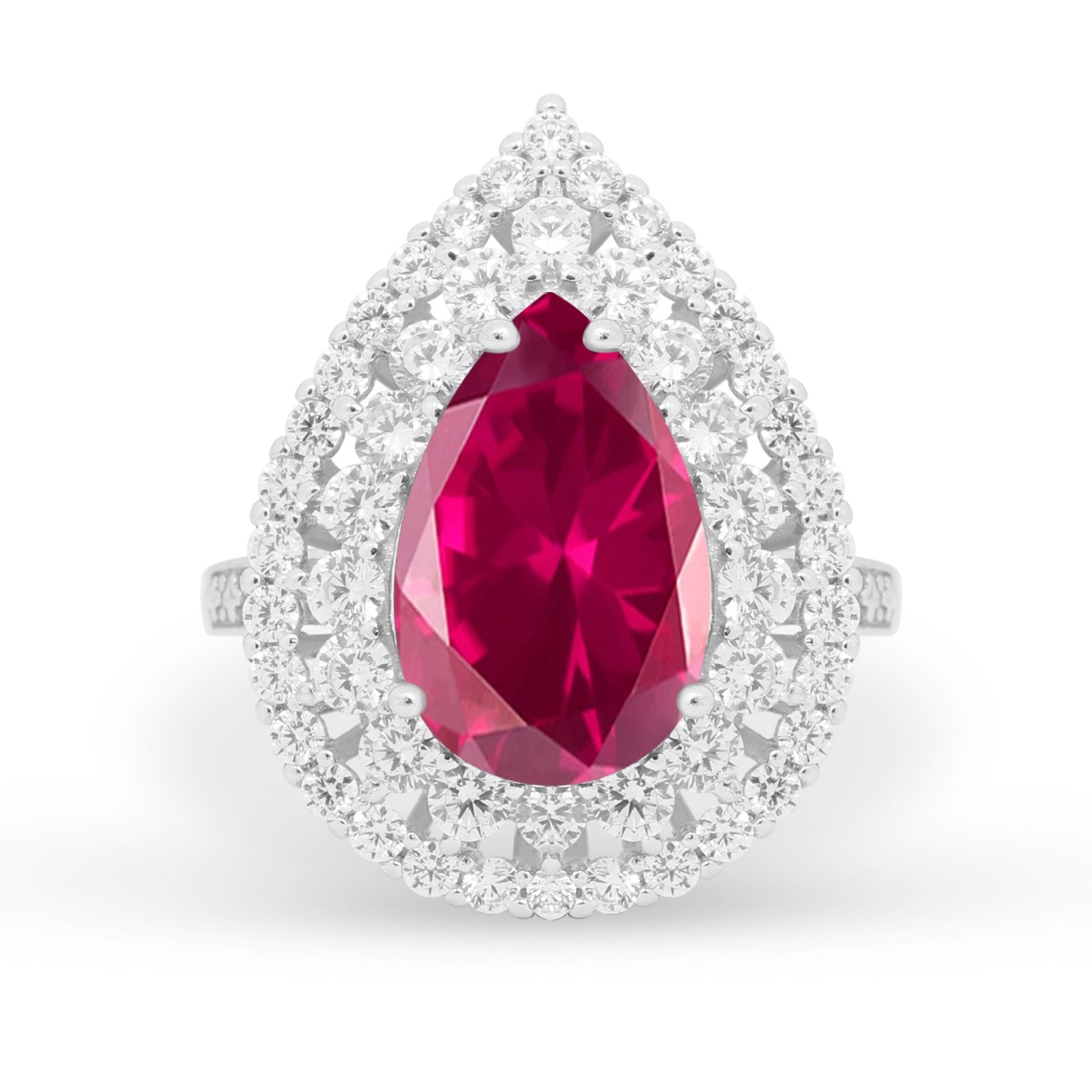 Teardrop Cocktail Ring Pear Round Cubic Zirconia 925 Sterling Silver