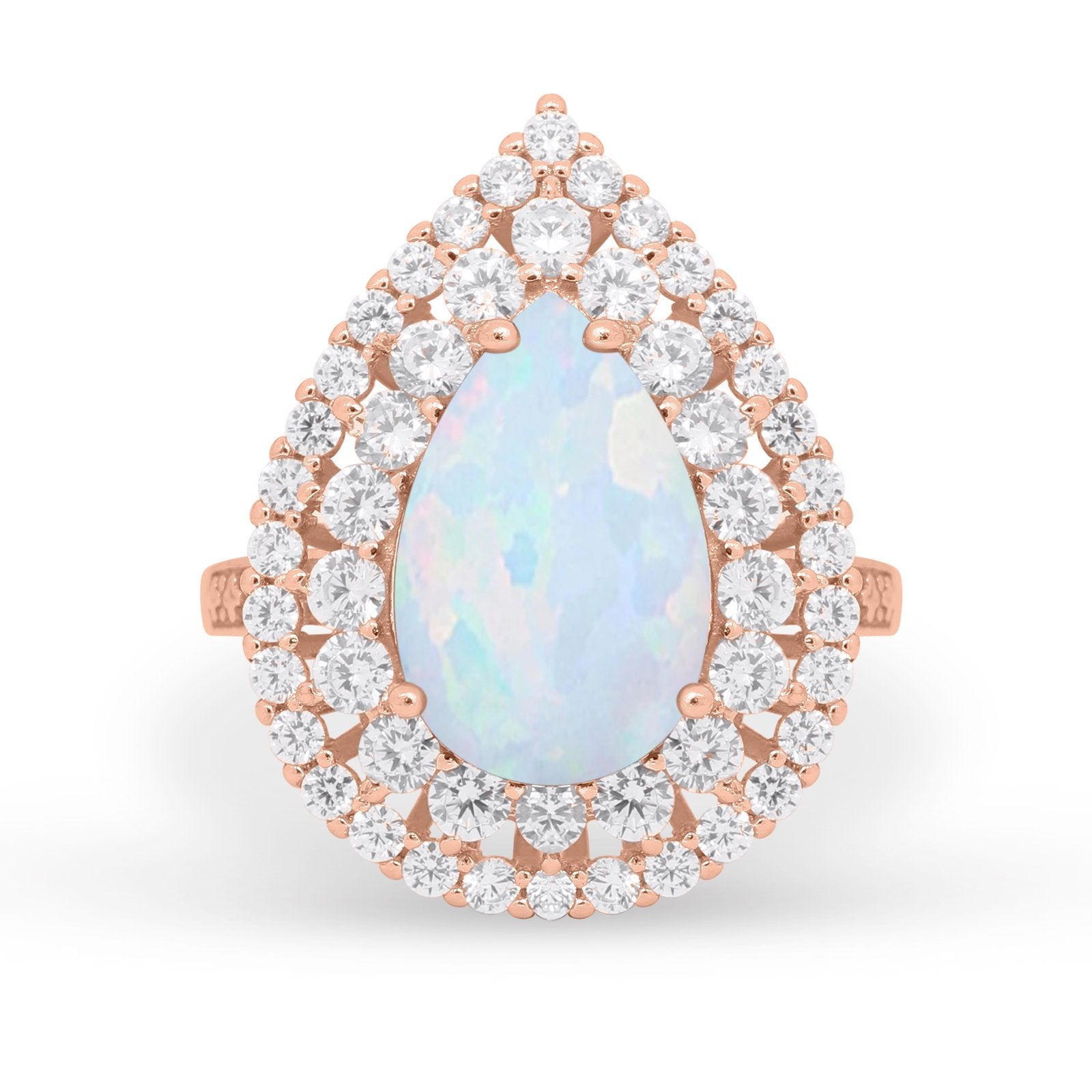 Teardrop Cocktail Ring Pear Round Cubic Zirconia 925 Sterling Silver