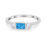 Petite Dainty Fashion Thumb Ring Simulated Cubic Zirconia 925 Sterling Silver