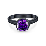 Solitaire Simulated Cubic Zirconia Wedding Ring Double Band 925 Sterling Silver