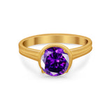 Solitaire Simulated Cubic Zirconia Wedding Ring Double Band 925 Sterling Silver