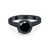 Solitaire Simulated Cubic Zirconia Wedding Ring Double Band 925 Sterling Silver
