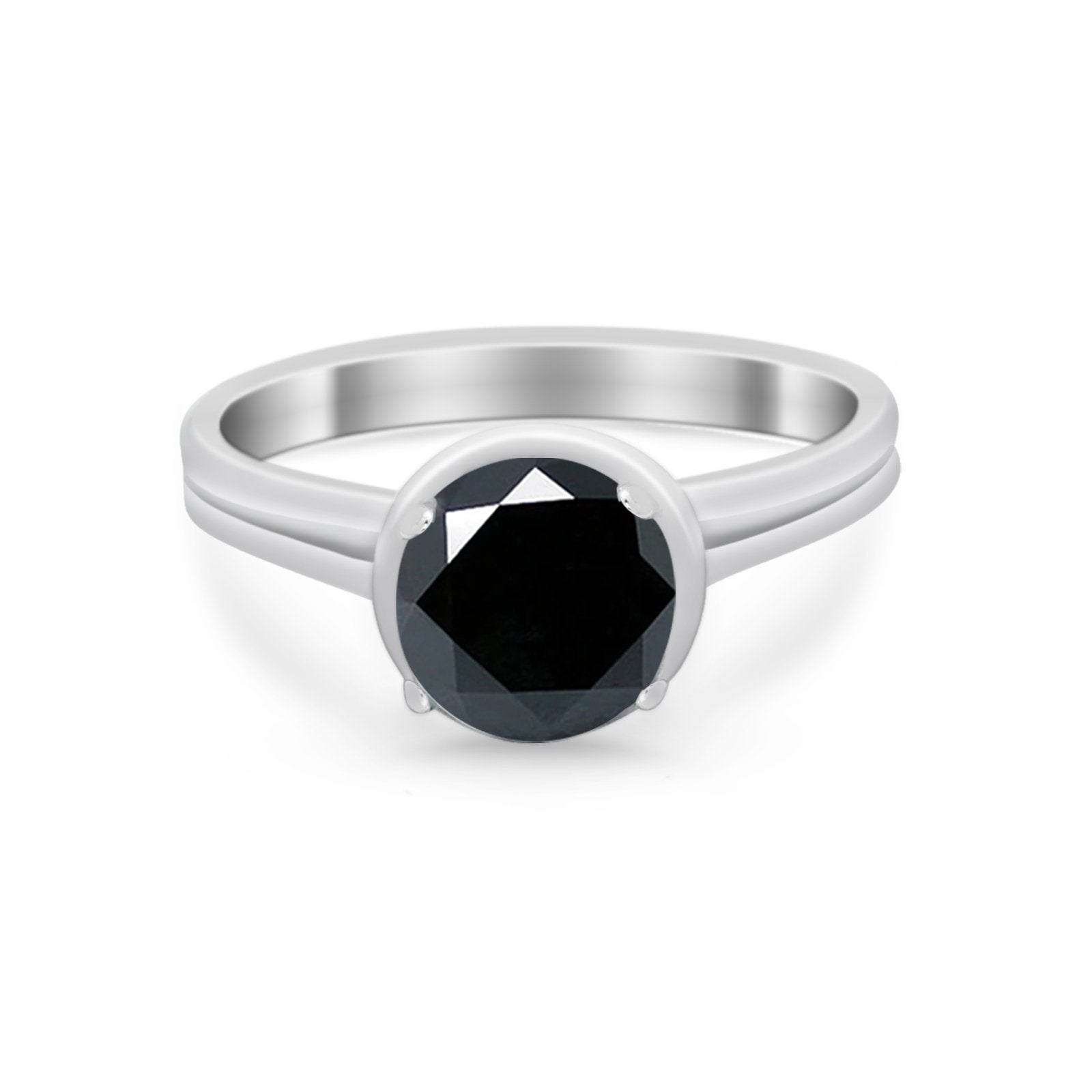 Solitaire Simulated Cubic Zirconia Wedding Ring Double Band 925 Sterling Silver