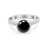 Solitaire Simulated Cubic Zirconia Wedding Ring Double Band 925 Sterling Silver