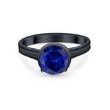 Solitaire Simulated Cubic Zirconia Wedding Ring Double Band 925 Sterling Silver