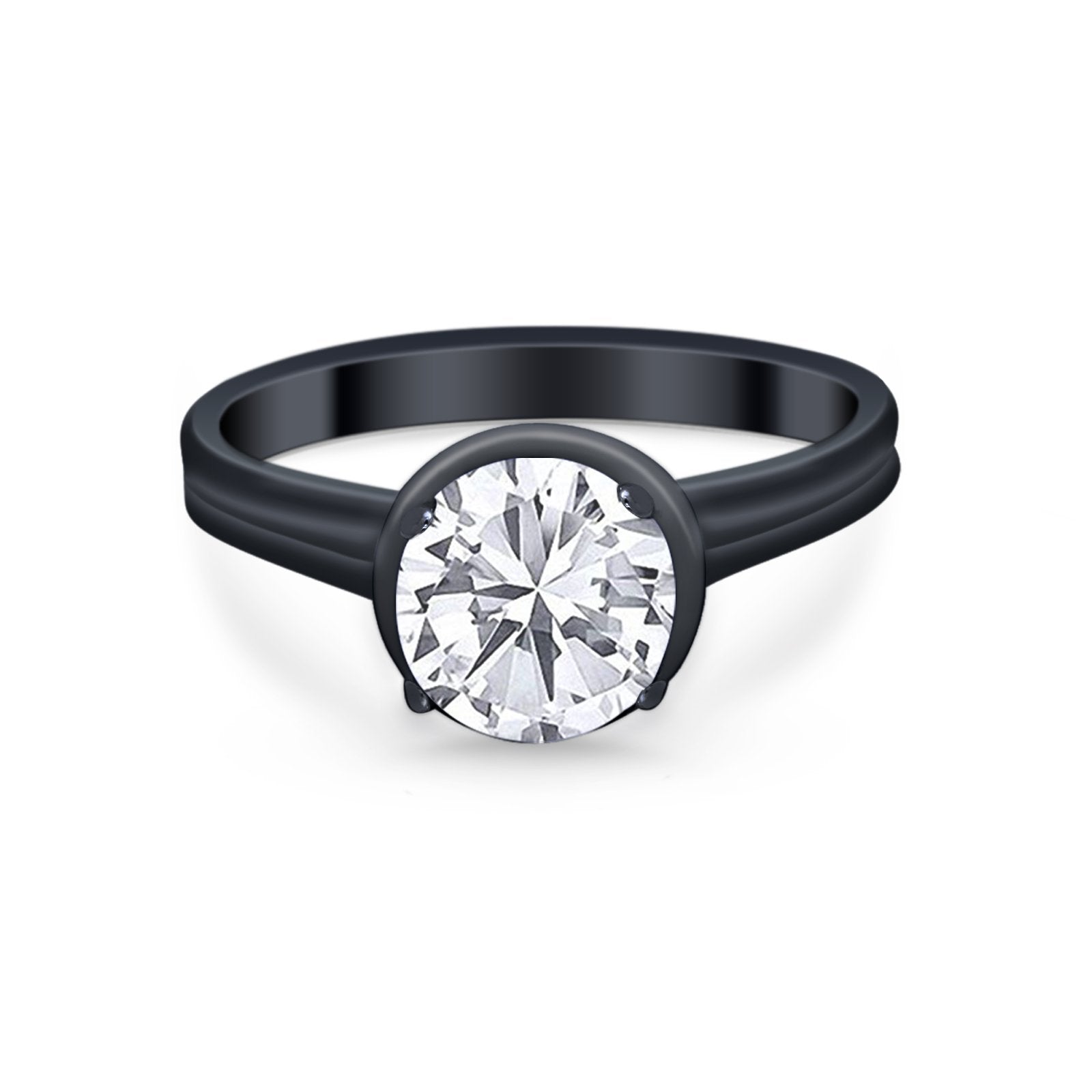 Solitaire Simulated Cubic Zirconia Wedding Ring Double Band 925 Sterling Silver