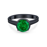 Solitaire Simulated Cubic Zirconia Wedding Ring Double Band 925 Sterling Silver