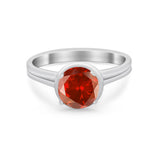 Solitaire Simulated Cubic Zirconia Wedding Ring Double Band 925 Sterling Silver