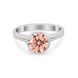 Solitaire Simulated Cubic Zirconia Wedding Ring Double Band 925 Sterling Silver
