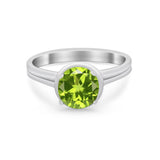 Solitaire Simulated Cubic Zirconia Wedding Ring Double Band 925 Sterling Silver