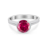 Solitaire Simulated Cubic Zirconia Wedding Ring Double Band 925 Sterling Silver