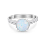 Solitaire Simulated Cubic Zirconia Wedding Ring Double Band 925 Sterling Silver
