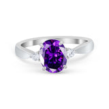 Three Stone Wedding Ring Round Simulated Cubic Zirconia 925 Sterling Silver