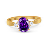 Three Stone Wedding Ring Round Simulated Cubic Zirconia 925 Sterling Silver