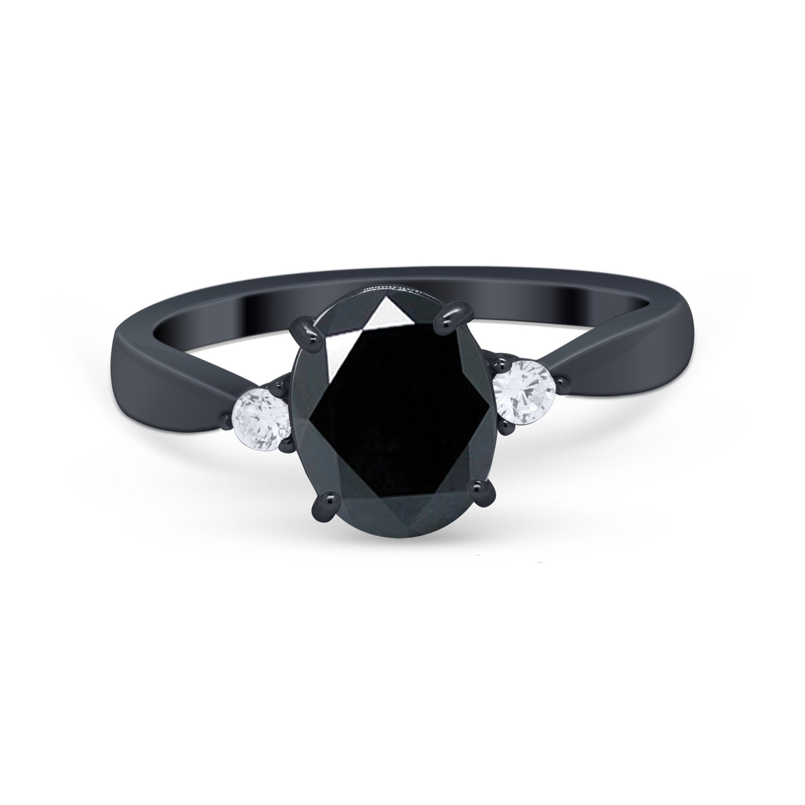Three Stone Wedding Ring Round Simulated Cubic Zirconia 925 Sterling Silver