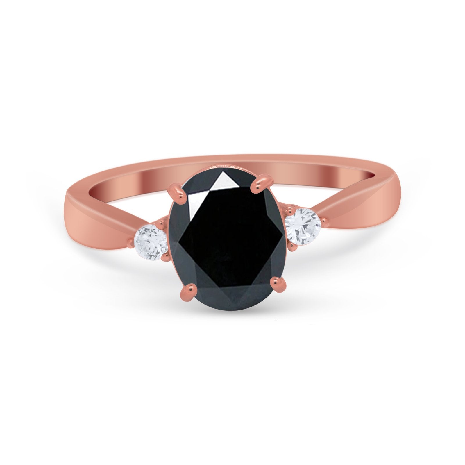 Three Stone Wedding Ring Round Simulated Cubic Zirconia 925 Sterling Silver