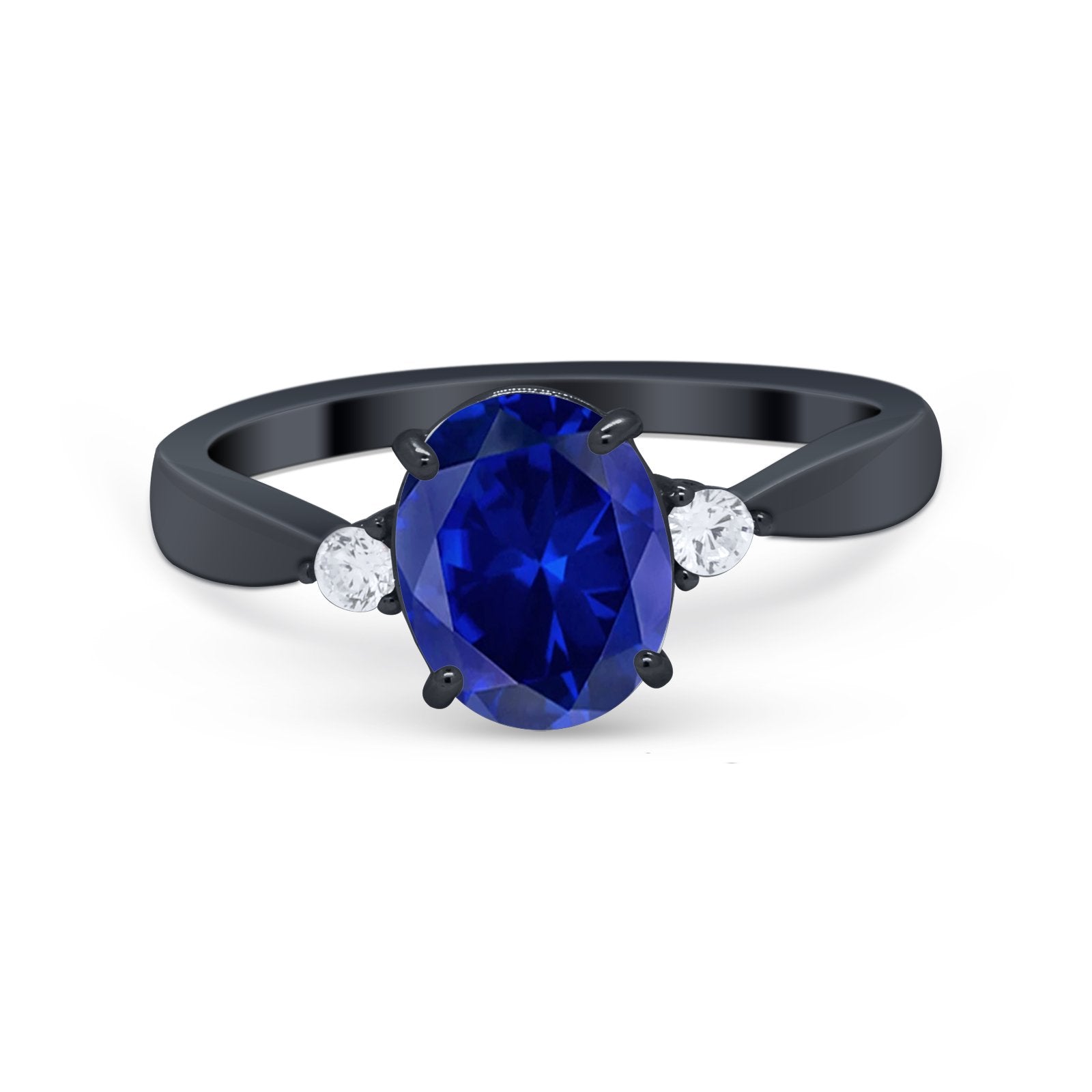 Three Stone Wedding Ring Round Simulated Cubic Zirconia 925 Sterling Silver