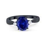 Three Stone Wedding Ring Round Simulated Cubic Zirconia 925 Sterling Silver