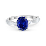 Three Stone Wedding Ring Round Simulated Cubic Zirconia 925 Sterling Silver