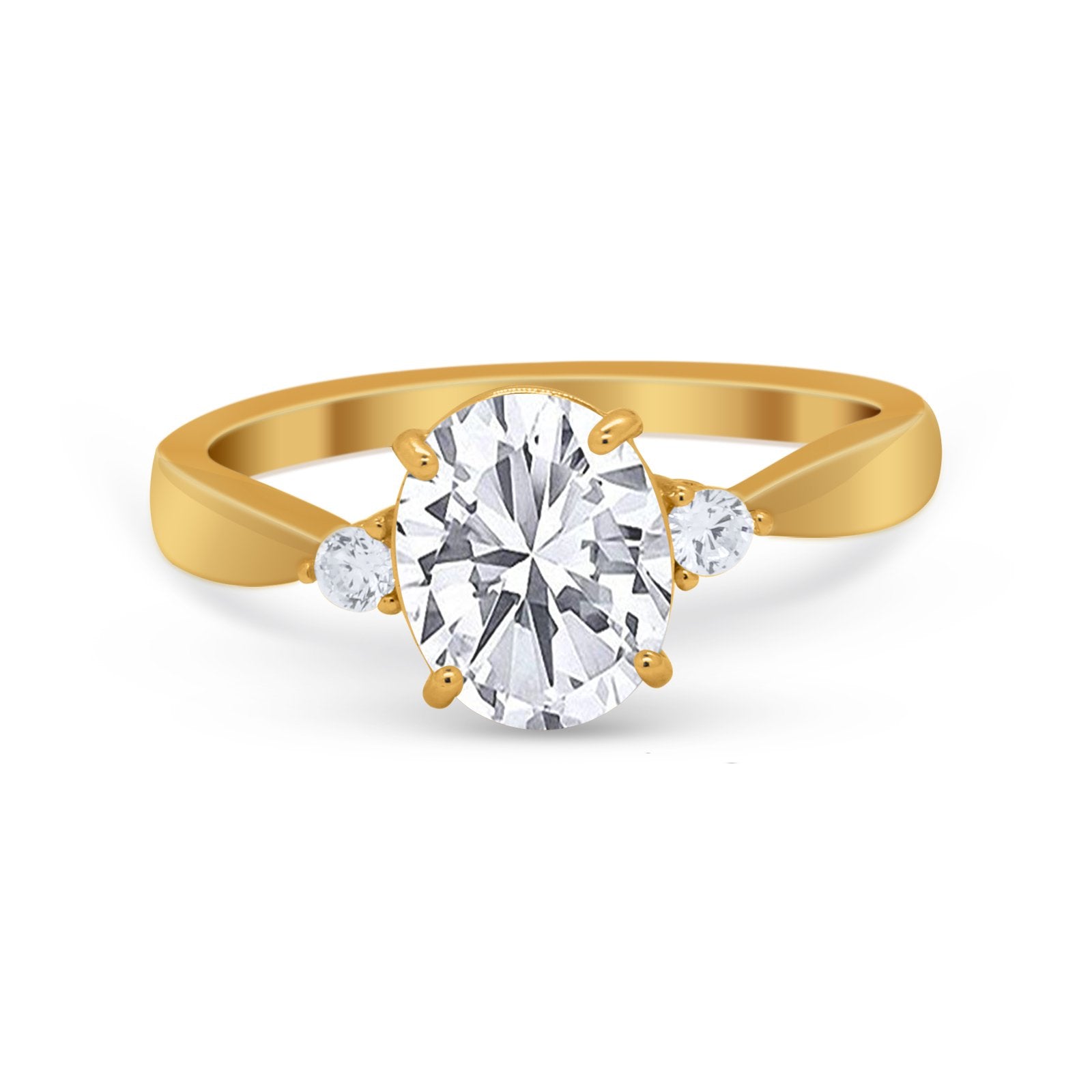 Three Stone Wedding Ring Round Simulated Cubic Zirconia 925 Sterling Silver