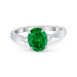 Three Stone Wedding Ring Round Simulated Cubic Zirconia 925 Sterling Silver