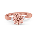 Three Stone Wedding Ring Round Simulated Cubic Zirconia 925 Sterling Silver