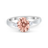 Three Stone Wedding Ring Round Simulated Cubic Zirconia 925 Sterling Silver