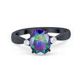 Three Stone Wedding Ring Round Simulated Cubic Zirconia 925 Sterling Silver