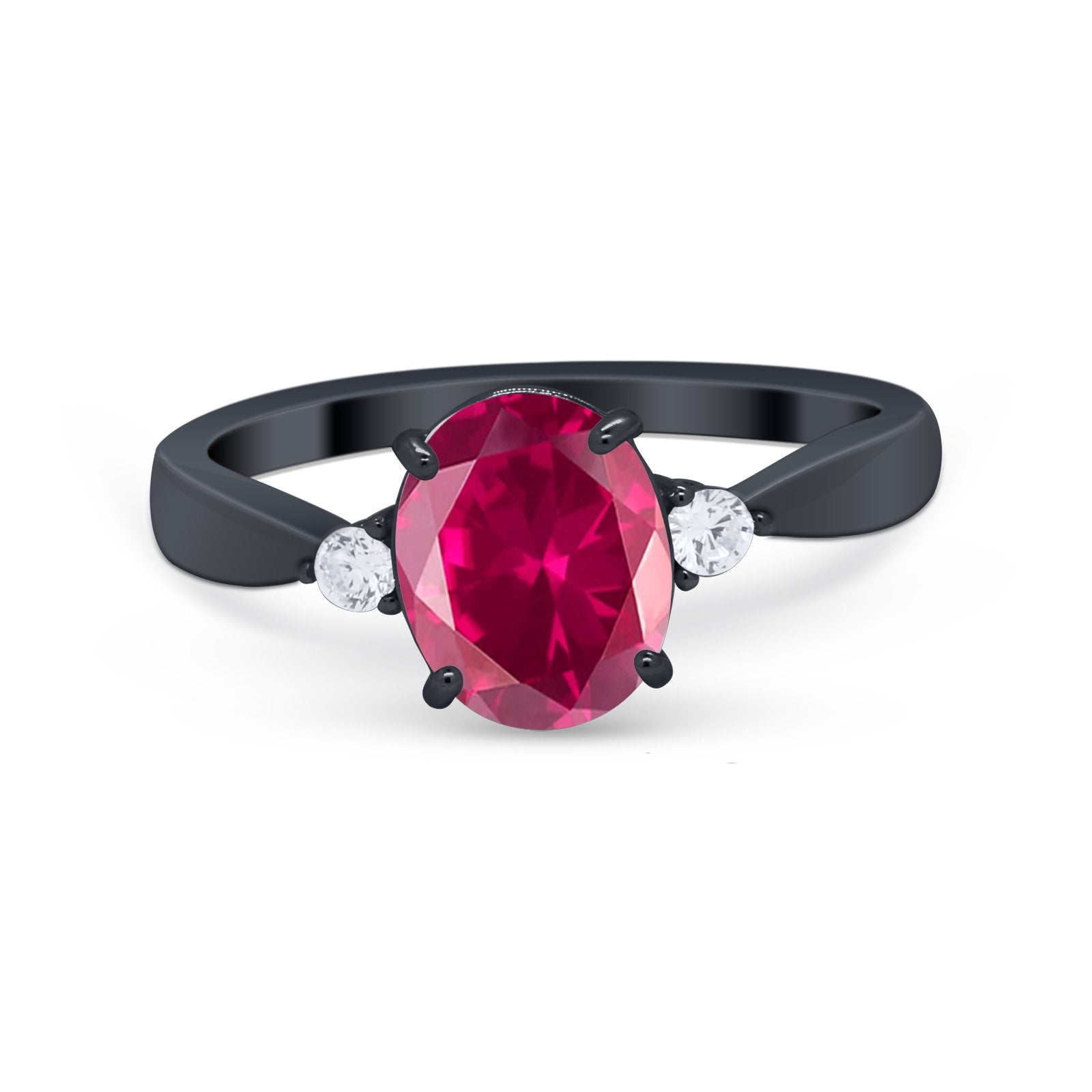 Three Stone Wedding Ring Round Simulated Cubic Zirconia 925 Sterling Silver